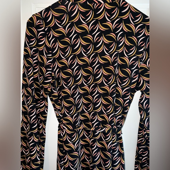 Boden Elodie Wrap Dress Long Sleeve Jersey Black Pink Gold Floret Print Size 10L - Picture 13 of 13